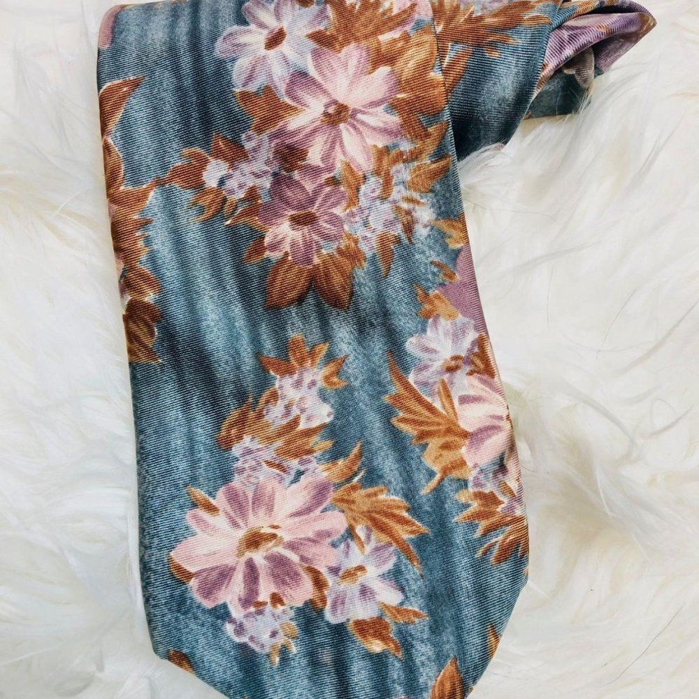 Vintage Lord & Taylor Floral Mens Tie Blue Orange Retro Funky‎